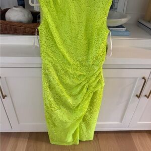 Donna Morgan Asymmetrical Lime Sequin Dress